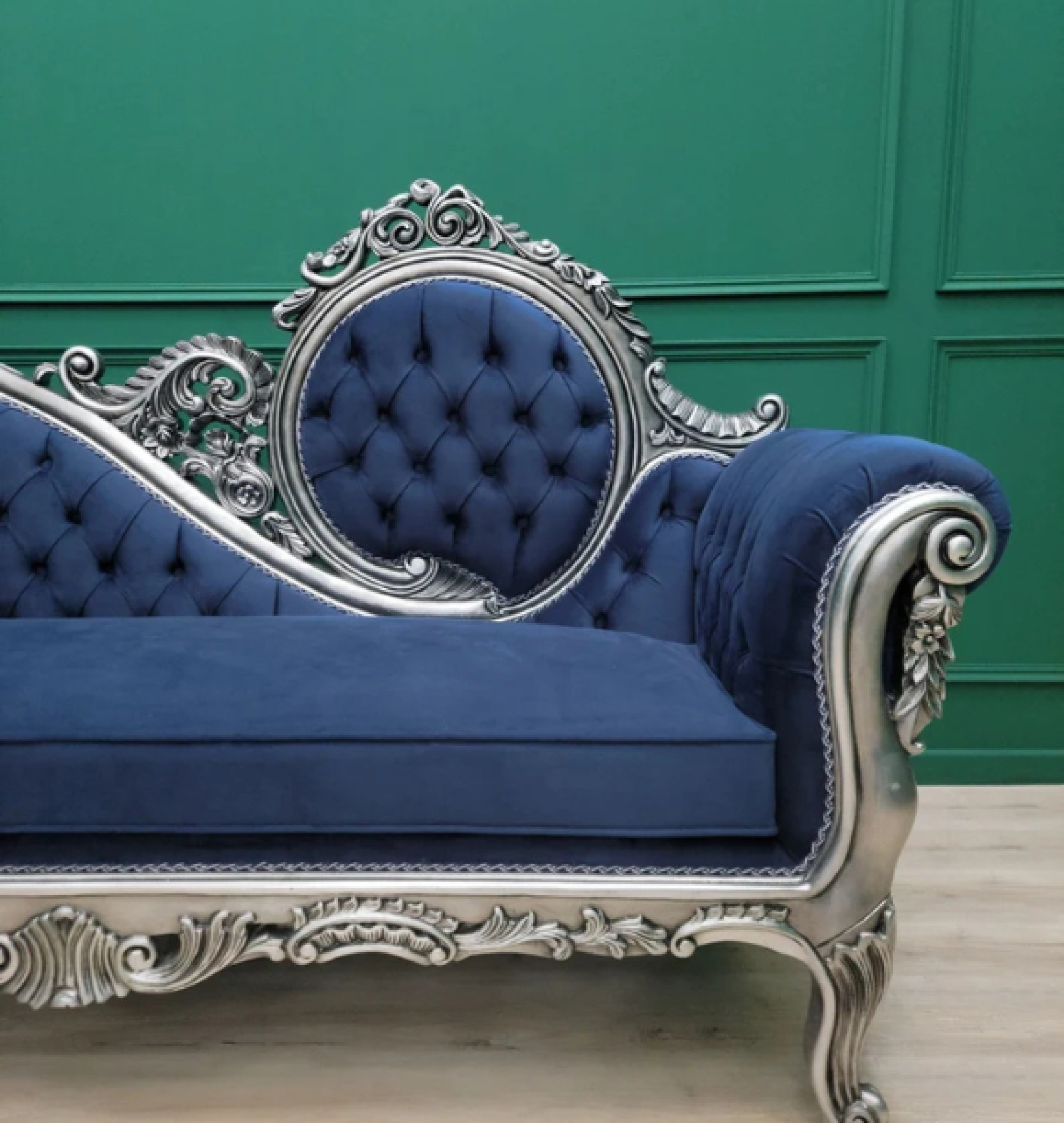 navy chaise