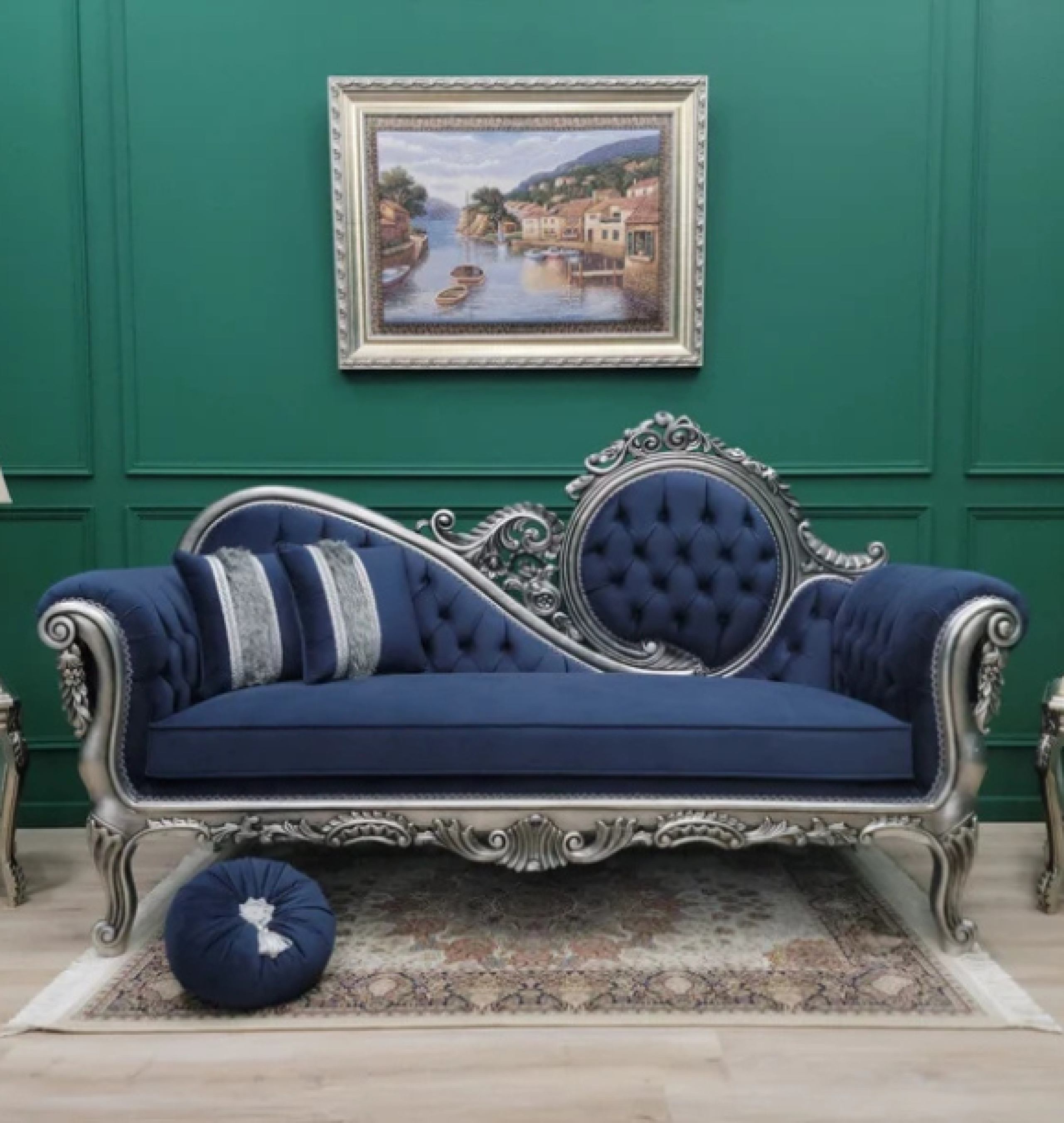 navy chaise