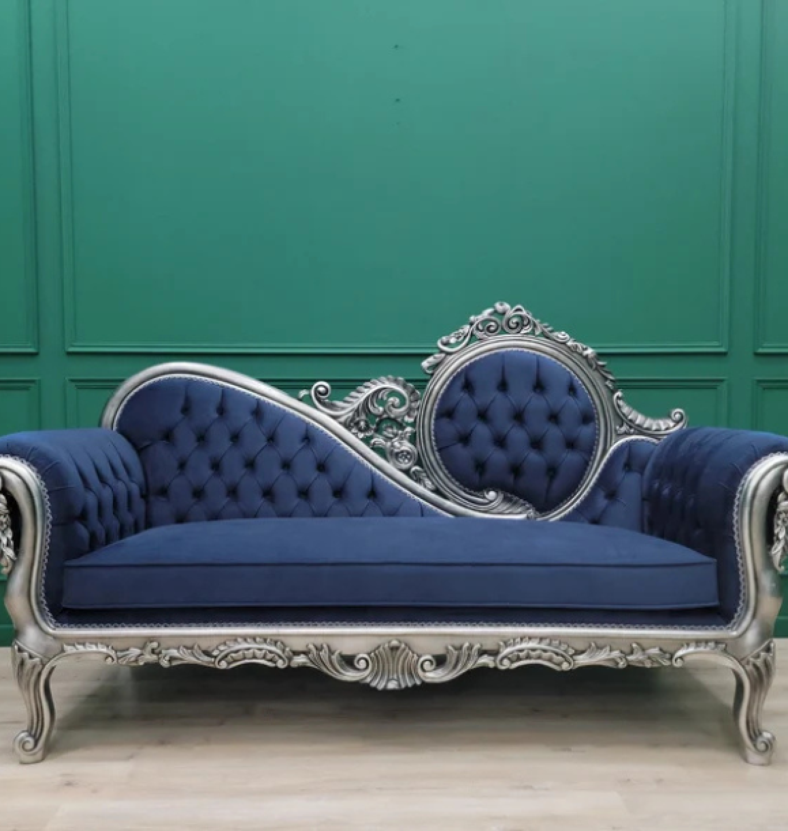 navy chaise