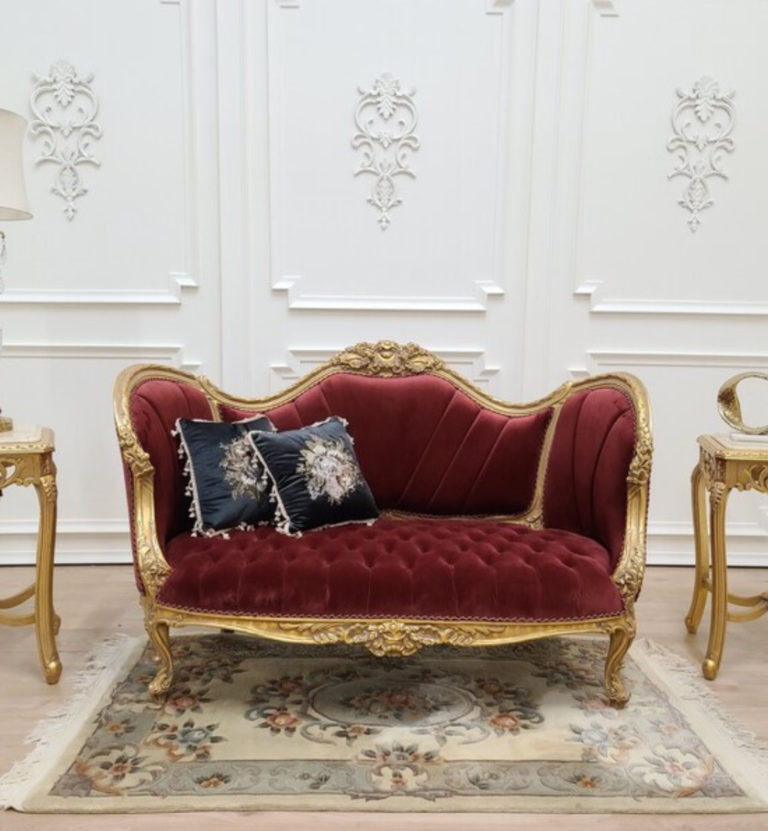 crimson settee